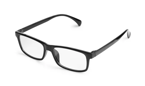 Siyah Çerçeveli Şık Gözlükler Beyaza Izole Edilmiş — Stok fotoğraf