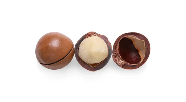 Вкусные Органические Орехи Макароны Изолированные Белом Вид Сверху — стоковое фото