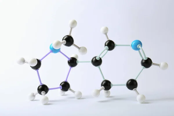 Молекула Нікотину Білому Тлі Хімічна Модель — стокове фото