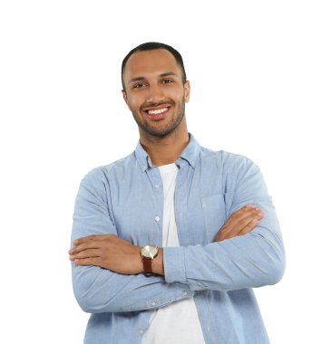 beyaz izole yakışıklı bir adam portresi