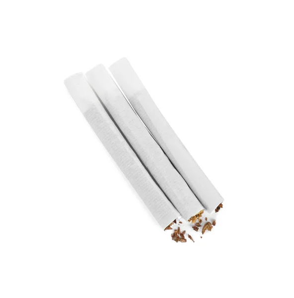 Beyaz Arka Planda Yapımı Tütün Sigaraları — Stok fotoğraf