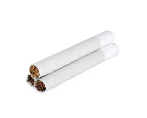 Kézzel Sodort Dohány Cigaretta Fehér Alapon — Stock Fotó