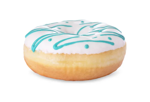 Один Смачний Глазурований Пончик Ізольований Білому — стокове фото