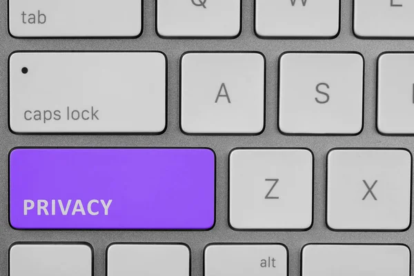 Purple Button Word Privacy Keyboard Top View — Stock Photo, Image