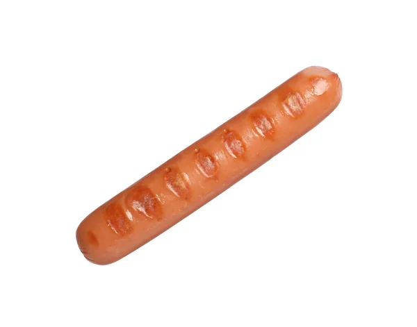 Leckere Grillwurst Auf Weißem Hintergrund Draufsicht Zutat Für Hot Dog — Stockfoto