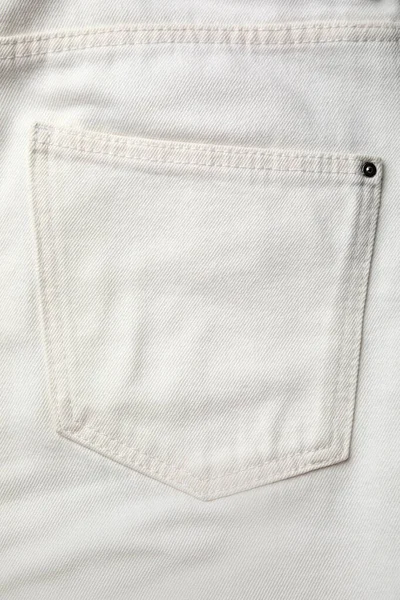 Pantalones Vaqueros Blancos Con Bolsillo Como Fondo Vista Superior — Foto de Stock