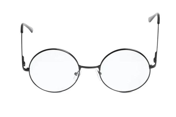 Siyah Çerçeveli Yuvarlak Gözlükler Beyaz Üzerine Izole Edilmiş — Stok fotoğraf