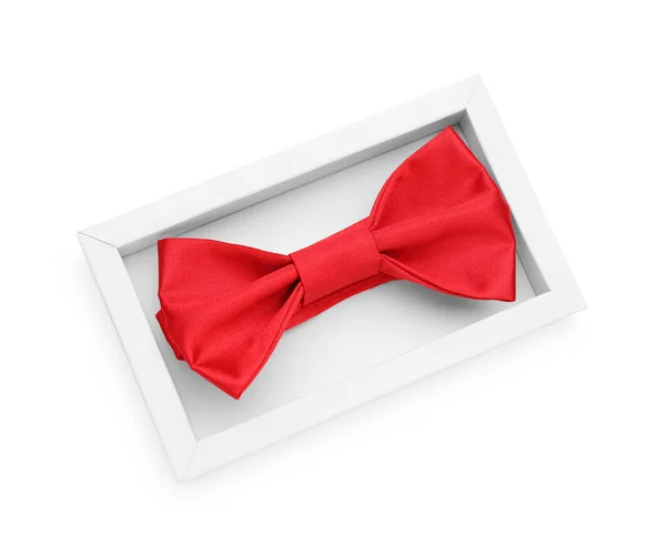 Elegante Laço Vermelho Fundo Branco Vista Superior — Fotografia de Stock