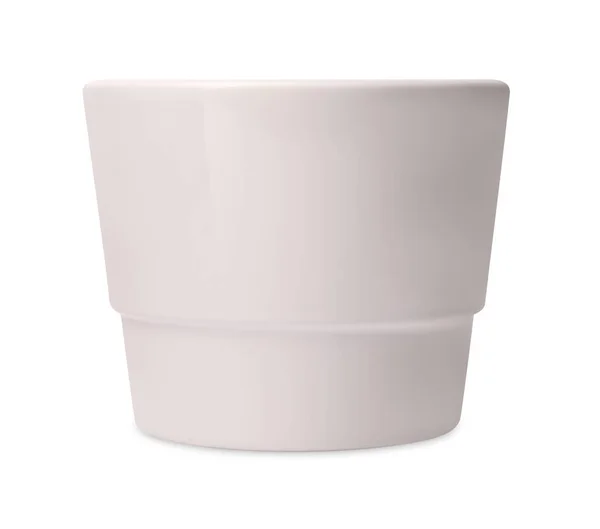 白色孤立的空陶瓷花盆 — 图库照片