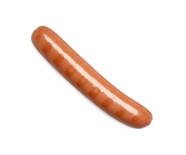 Leckere Grillwurst Auf Weißem Hintergrund Draufsicht Zutat Für Hot Dog — Stockfoto