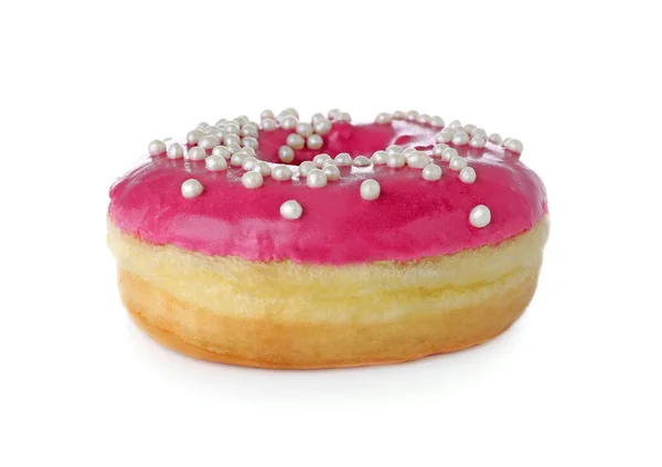 Sabroso Donut Acristalado Con Aspersiones Aisladas Blanco — Foto de Stock