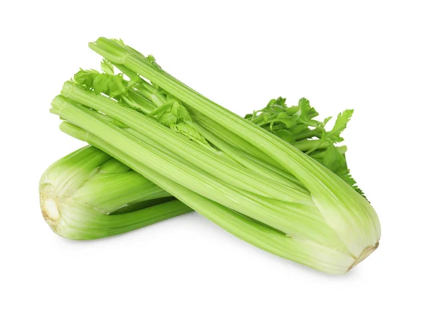 Fresh Green Celery Bunches Isolated White — Stock Photo, Image