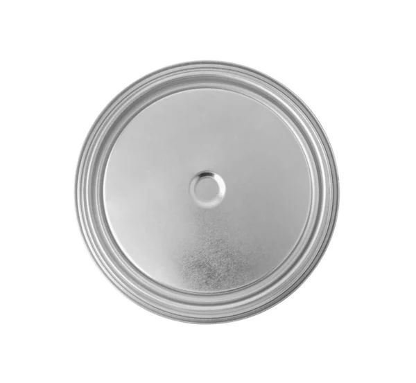 New Metal Paint Can Isolated White Top View — Stock Photo, Image