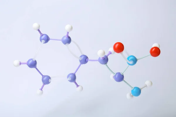 Молекула Фенилаланина Белом Фоне Химическая Модель — стоковое фото