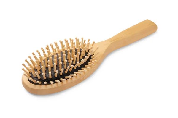 New Wooden Hair Brush Isolated White — Stock Photo, Image