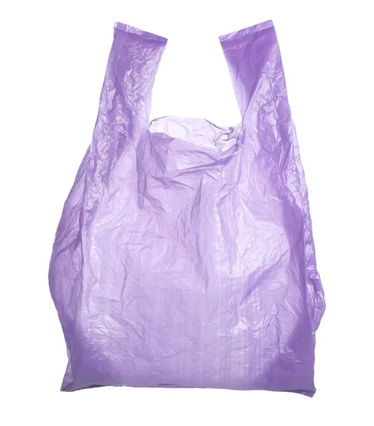 One Purple Plastic Bag Isolated White — Stock Photo, Image