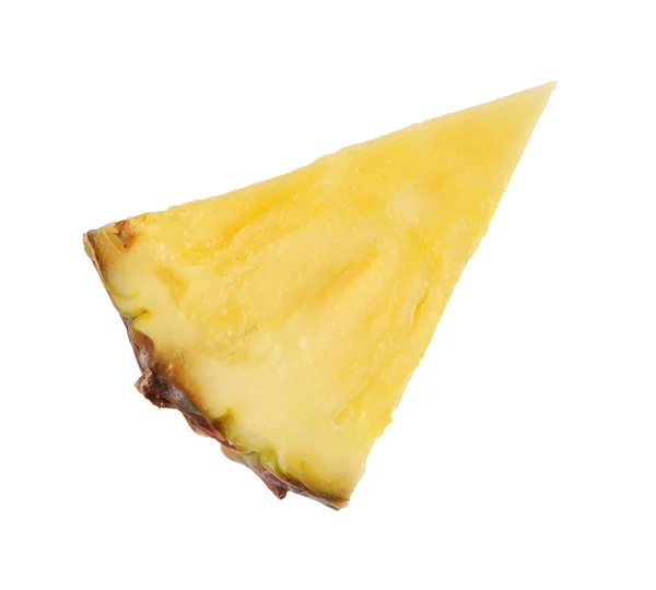 Snijd Smakelijke Rijpe Ananas Geïsoleerd Wit — Stockfoto