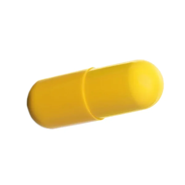 Ett Gult Piller Isolerat Vitt Läkemedelsbehandling — Stockfoto