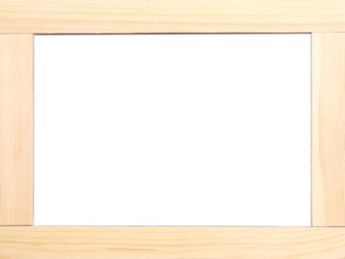 Tahta çerçeve, boş beyaz arkaplan. Tasarım için model