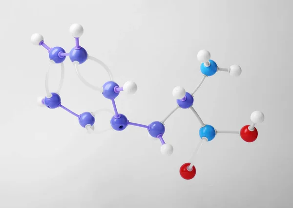 Молекула Феноланіну Білому Тлі Хімічна Модель — стокове фото