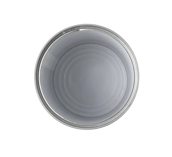 One Open Tin Can Isolated White Top View — Stock Photo, Image