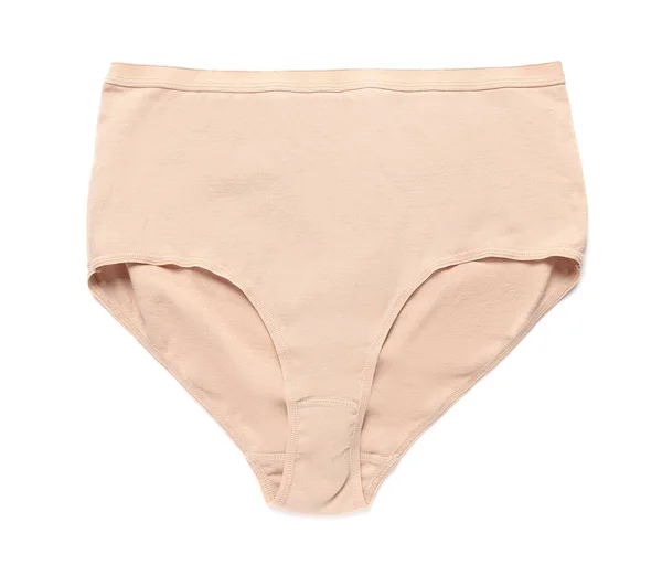Comfortable Beige Women Underwear Isolated White Top View — 스톡 사진