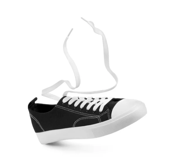 One Black Classic Old School Sneaker Isolated White — Stock Photo, Image