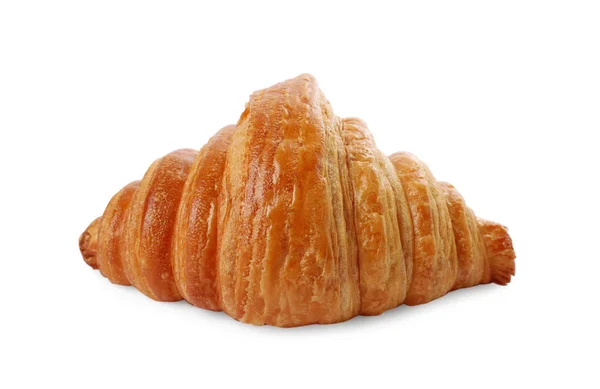 Köstliches Croissant Isoliert Auf Weiß Frisches Gebäck — Stockfoto