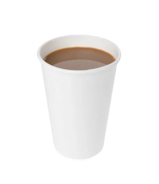 Pappersmugg Med Varm Dryck Isolerad Vitt Kaffe Att Med — Stockfoto