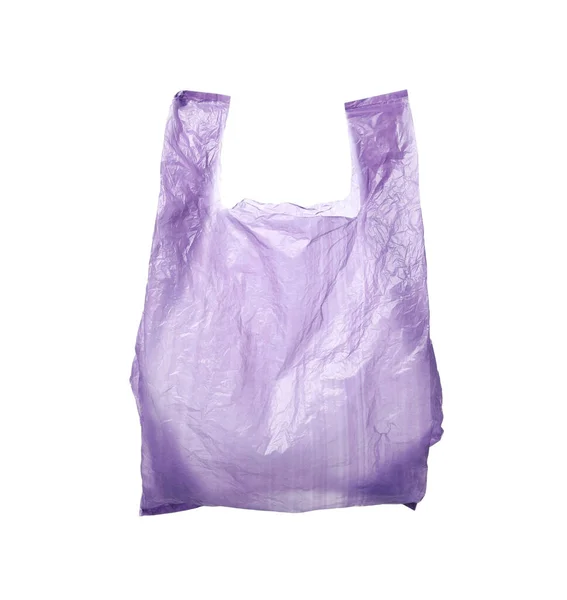 One Purple Plastic Bag Isolated White — Stock Photo, Image