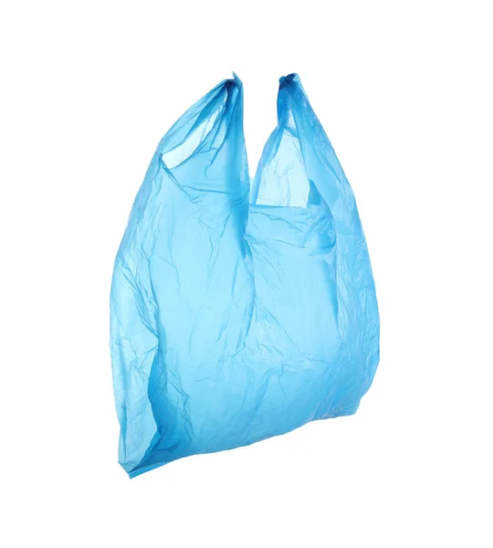 Bir Açık Mavi Plastik Çanta Beyaza Izole Edilmiş — Stok fotoğraf