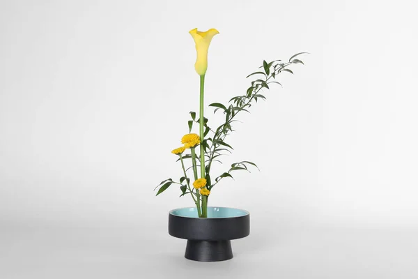 Hermosa Ikebana Para Decoración Casa Con Estilo Composición Floral Con — Foto de Stock