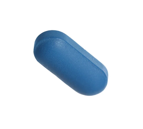 Una Pastilla Azul Sobre Fondo Blanco Tratamiento Médico —  Fotos de Stock