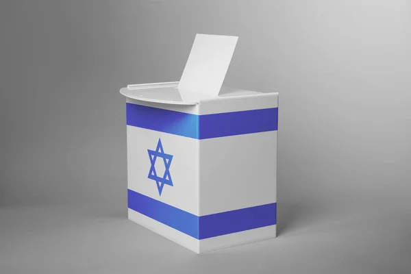 Izrael Zászlóval Díszített Szavazóurna Könnyű Háttérrel — Stock Fotó