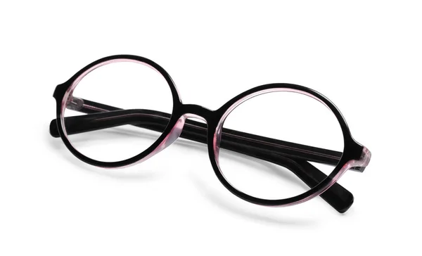 Stylish Glasses Plastic Frame Isolated White — Stock Photo, Image