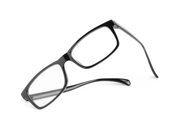 Stylish Glasses Black Frame Isolated White — Stock Photo, Image