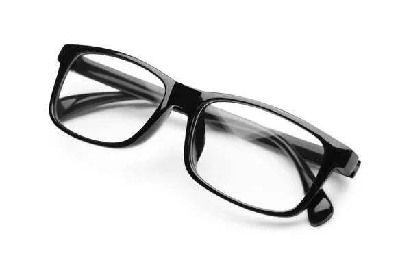 Stylish Glasses Black Frame Isolated White — Stock Photo, Image