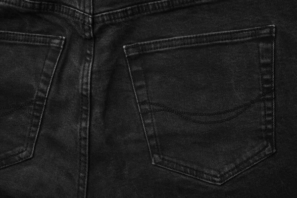 Calça Jeans Preta Com Bolso Como Fundo Vista Superior — Fotografia de Stock