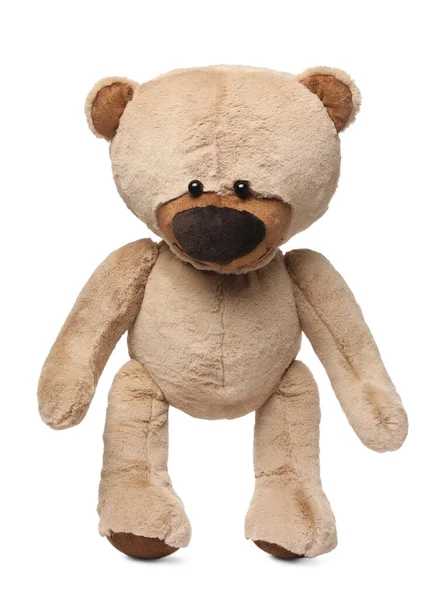 Niedlichen Teddybär Isoliert Auf Weiß Kinderspielzeug — Stockfoto