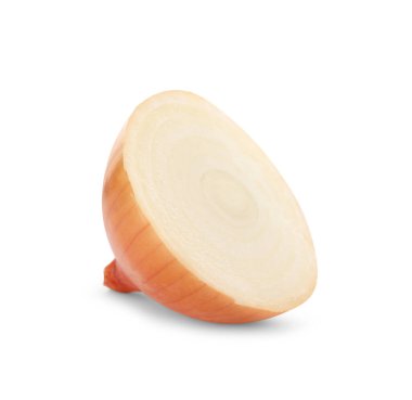 Beyaz üzerine izole edilmiş taze soğan parçası.