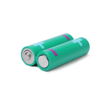 New AA size batteries isolated on white