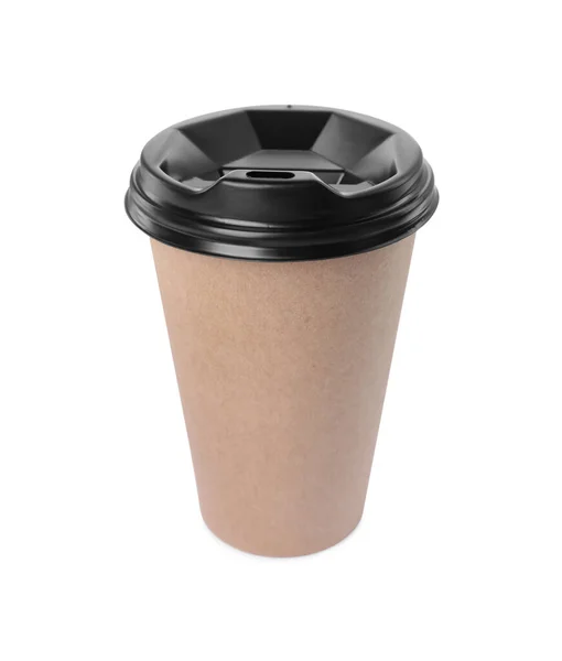 Paper Cup Plastic Lid Isolated White Coffee — Zdjęcie stockowe