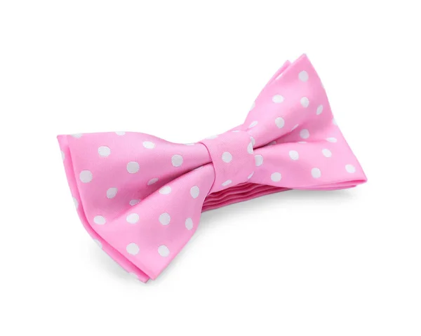 Stylish Pink Bow Tie Polka Dot Pattern White Background — Stockfoto