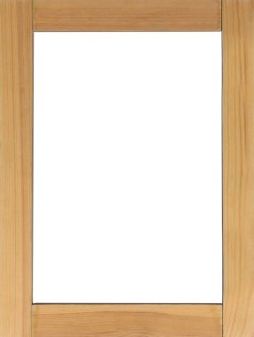 Tahta çerçeve, boş beyaz arkaplan. Tasarım için model