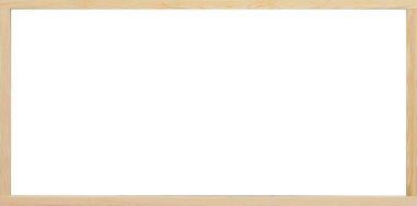 Tahta çerçeve, boş beyaz arkaplan. Tasarım için pankart