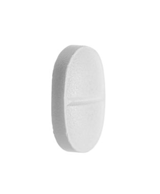 Beyaza izole edilmiş bir hap. İlaç tedavisi.