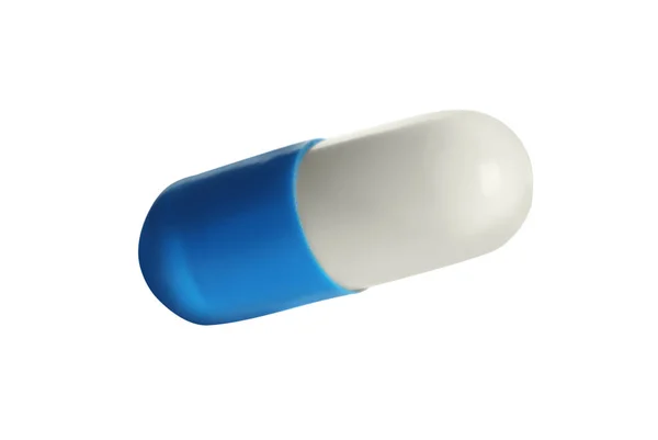 Una Pillola Isolata Bianco Trattamento Farmacologico — Foto Stock