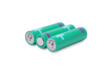 New AA size batteries isolated on white