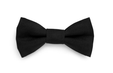 Beyaz arkaplanda şık siyah papyon, üst görünüm