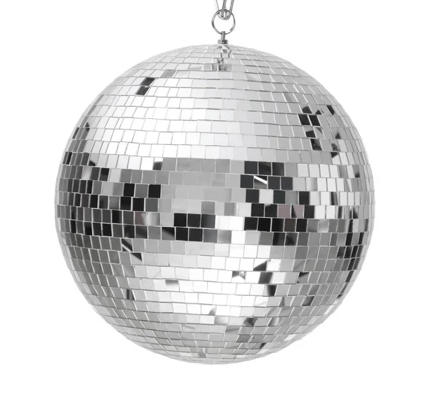 Shiny Silver Disco Ball Isolated White — Stock Photo, Image